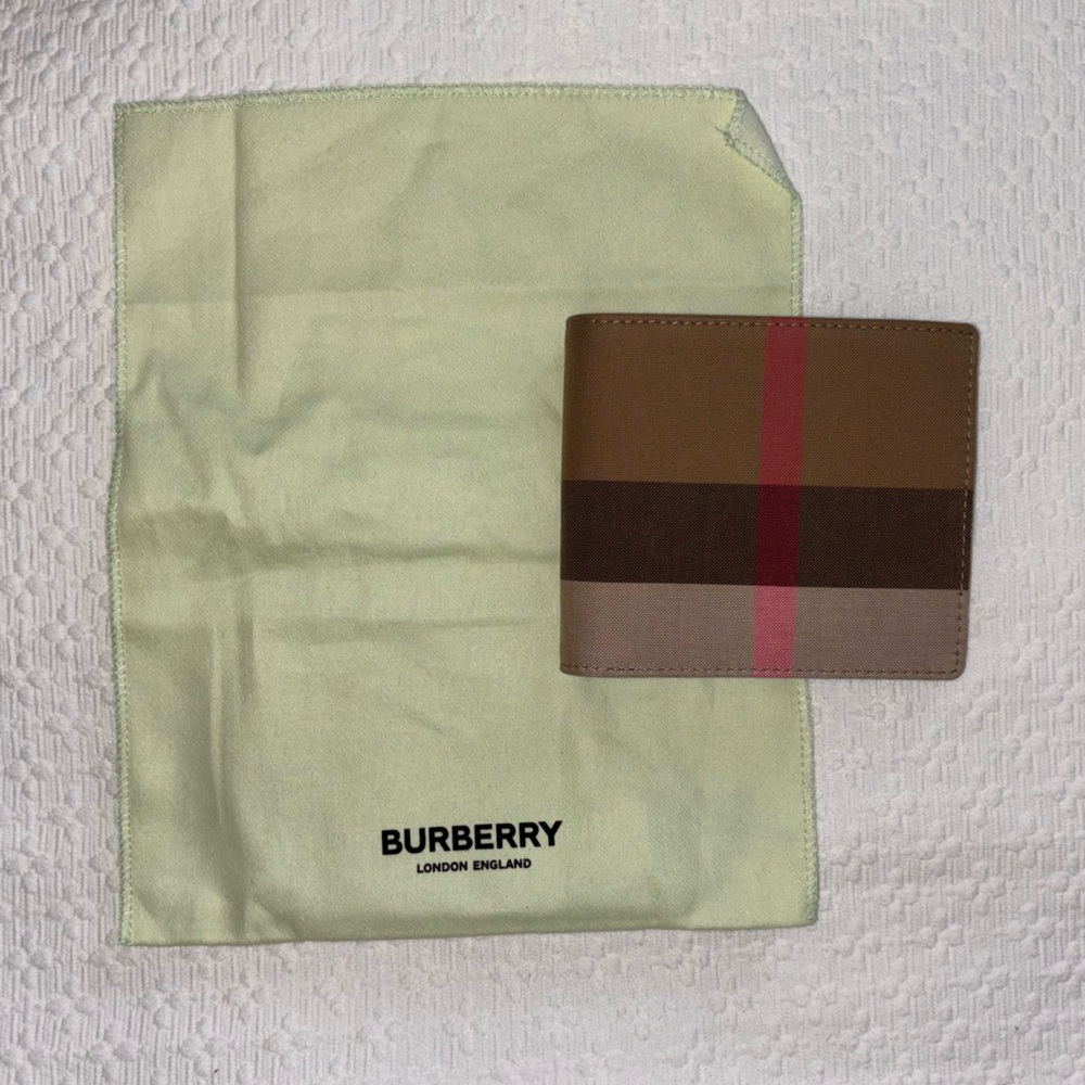 Burberry Brown and Red Men's Bifold Wallet